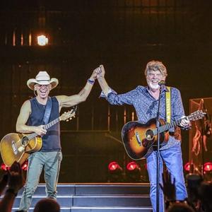 Kenny Chesney and Mac McAnally performing together at Sphere Las Vegas