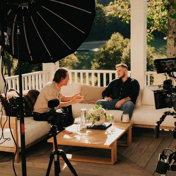 Zach Bryan and Matthew Mcconaughey in conversation about Bryan's 2026 EP, ‘Young Manhood & Other Donatable Organs’.