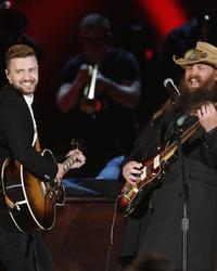 Chris Stapleton performing with Justin Timberlake at the 2025 CMA Awards