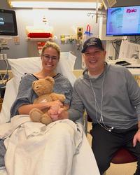 Jillian Cardarelli on the hospital bed
