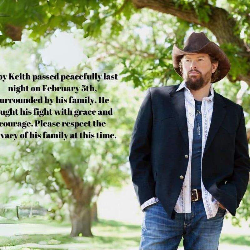 <p>Toby Keith Death Statement</p>