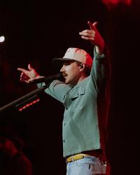 Morgan Wallen holding his hands in the air during his 2026 show at Nashville's The Pinnacle