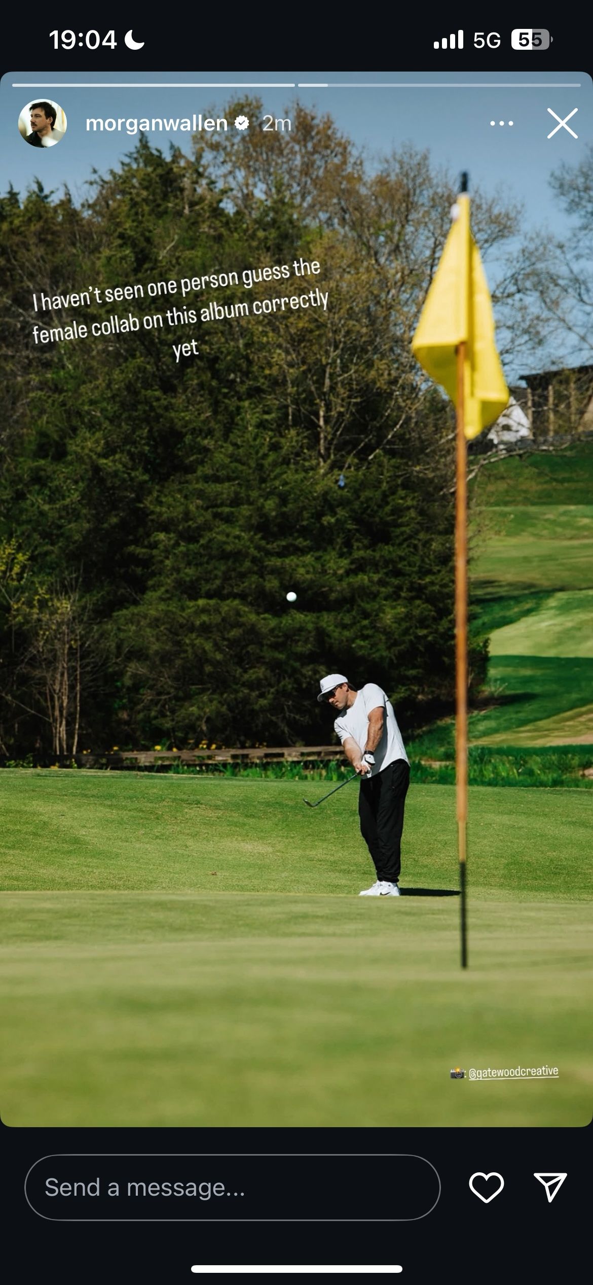 <p>Morgan Wallen IG Story About Female Duet</p>