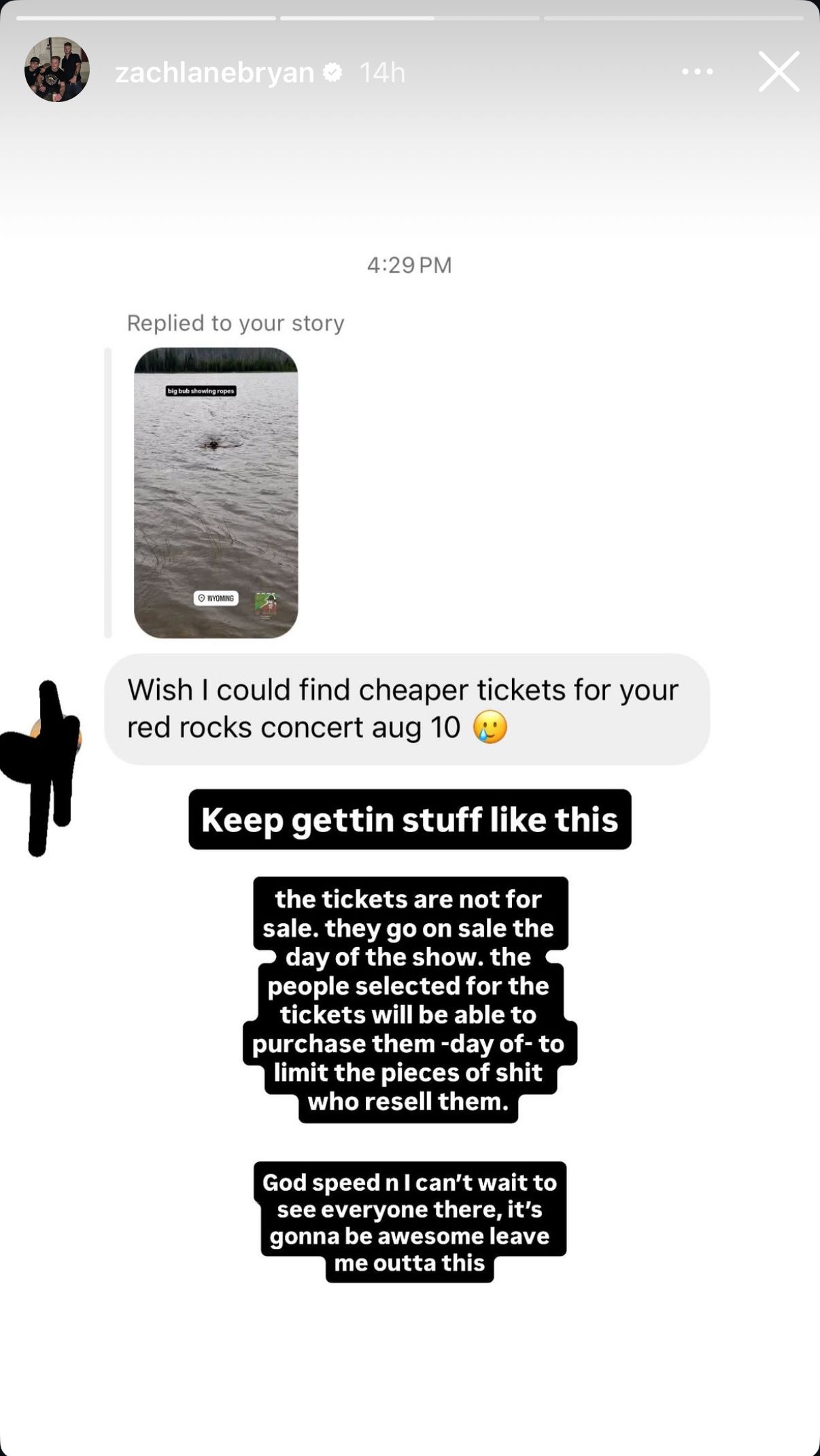 <p>Zach Bryan Instagram Story 28 July 2025</p>