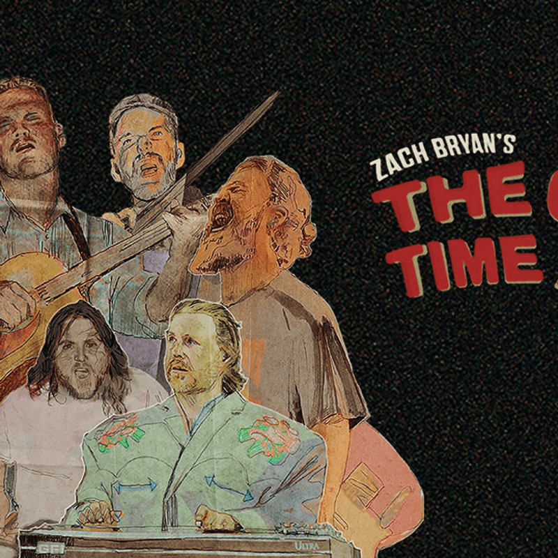 <p>Zach Bryan Quittin’ Time Tour Banner</p>