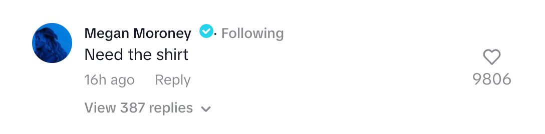 <p>Megan Moroney Riley Green TikTok comment</p>