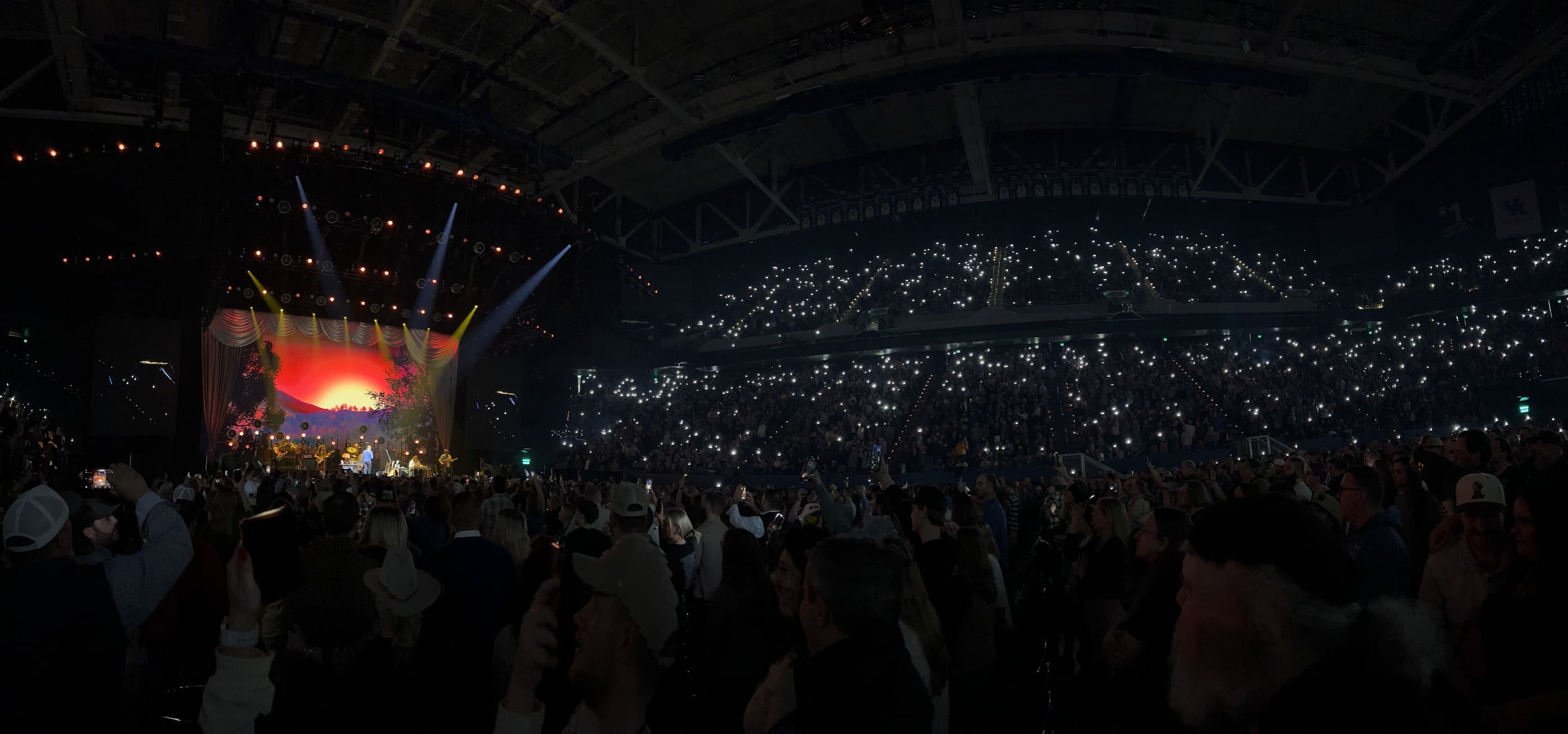 <p>A photograph of the stage and crowd at Tyler Childers' New Years Eve Shows at Rupp Arena in Lexington, Kentucky.</p>