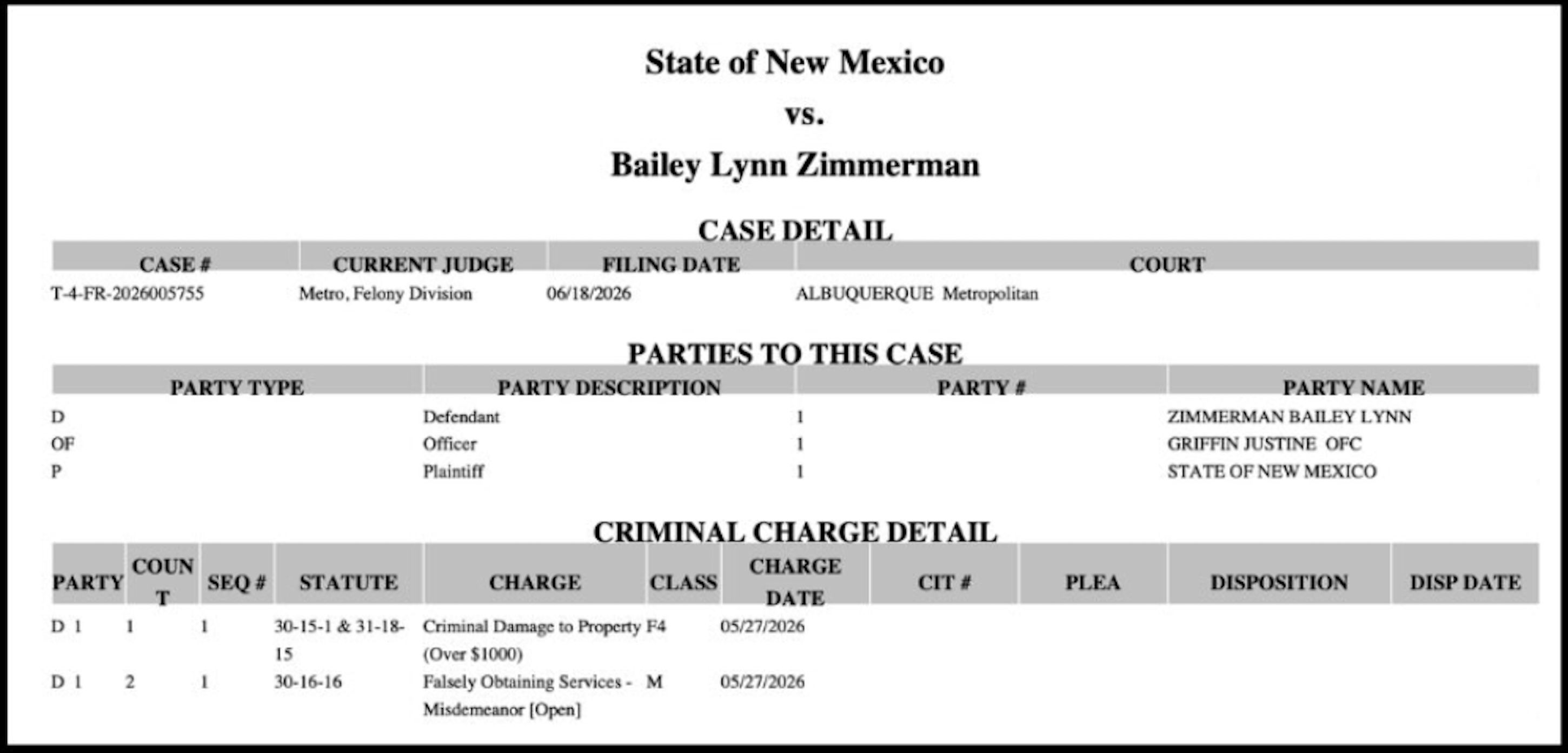 <p>Bailey Zimmerman New Mexico Arrest Warrant</p>