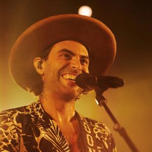Close-up photo of Niko Moon performing in a cowboy hat