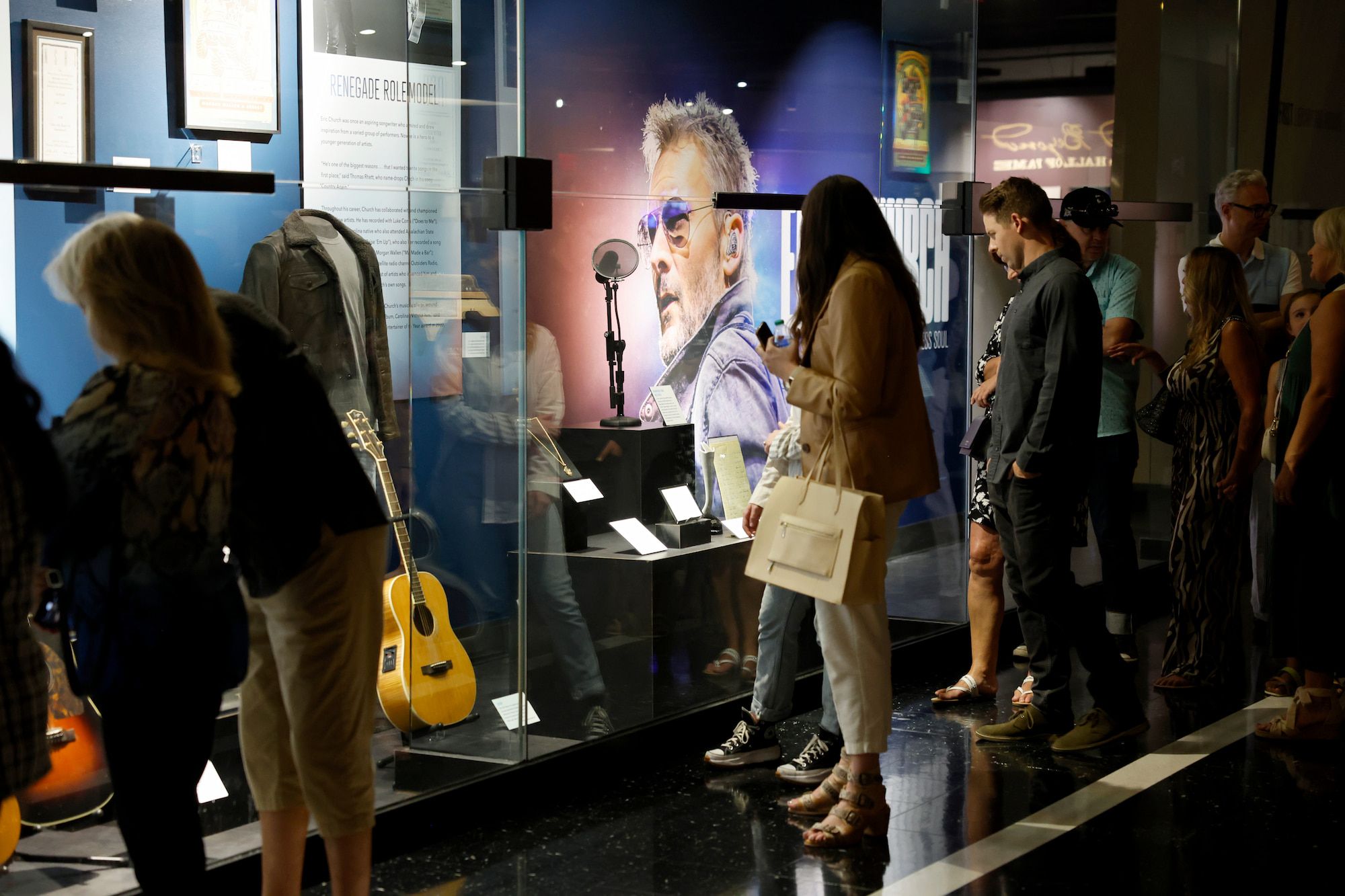 Attendees view the Country Music Hall of Fame and Museum's new exhibit, Eric Church: Country Heart, Restless Soul.