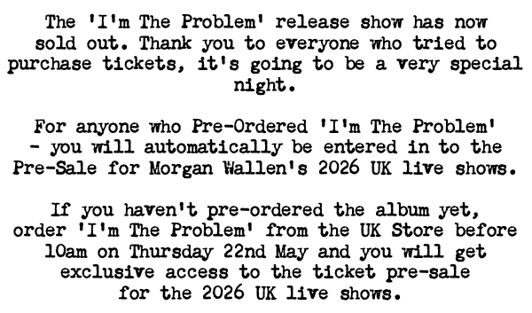 <p>MW 2026 UK Live Shows Quote</p>