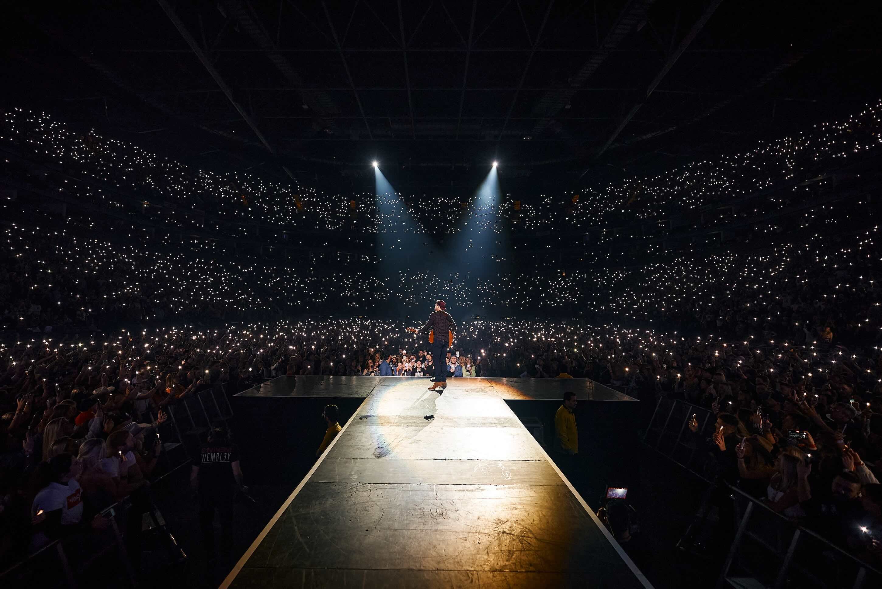 Morgan Wallen performing at the O2 Arena in London