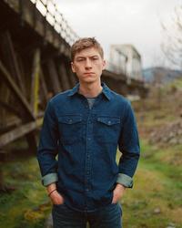 Sam Barber wearing double-denim
