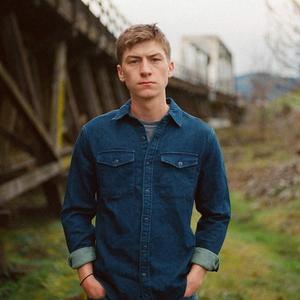 Sam Barber wearing double-denim