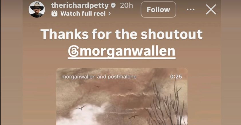 <p>Richard Petty Morgan Wallen Shoutout</p>