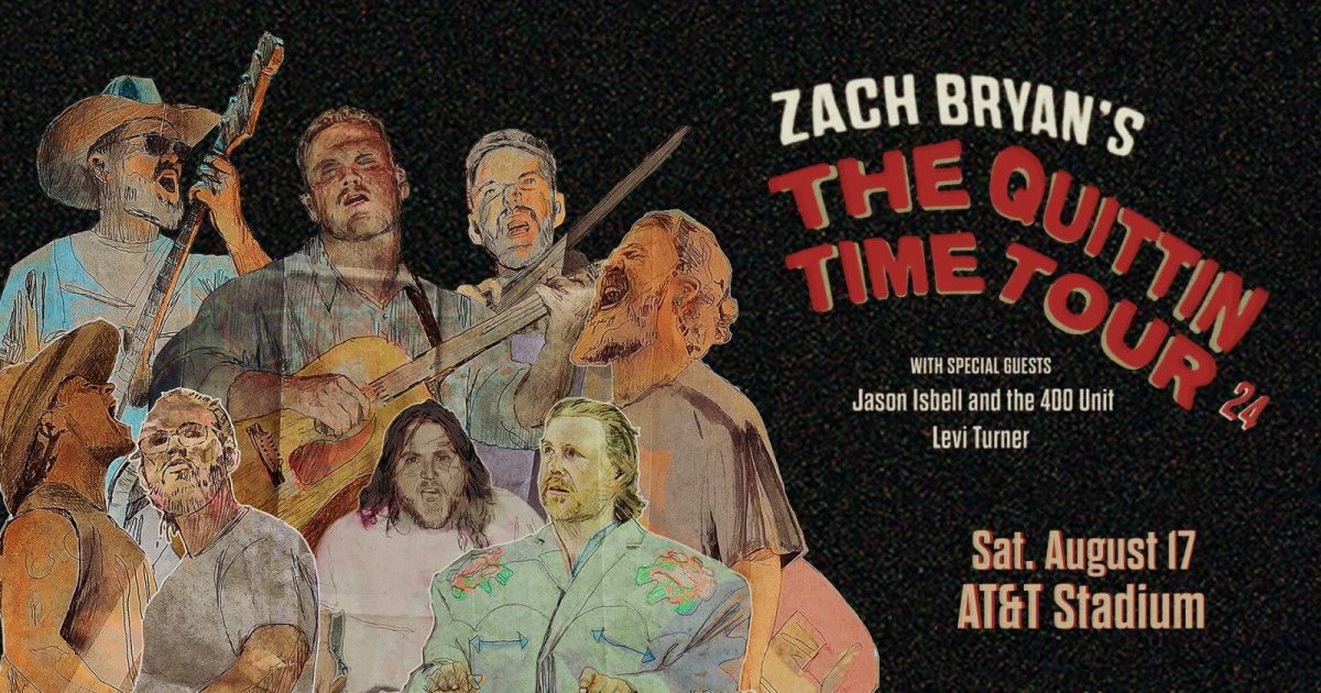 <p>Zach Bryan Quittin’ Time Tour Banner for Arlington, Texas</p>