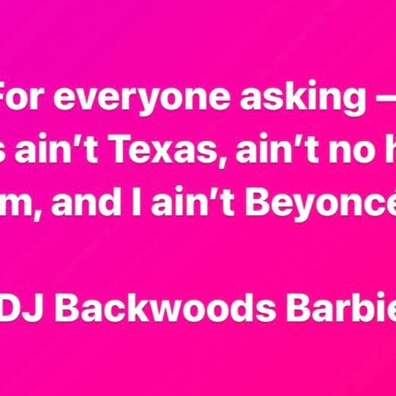 <p>DJ Backwoods Barbie IG Screenshot</p>