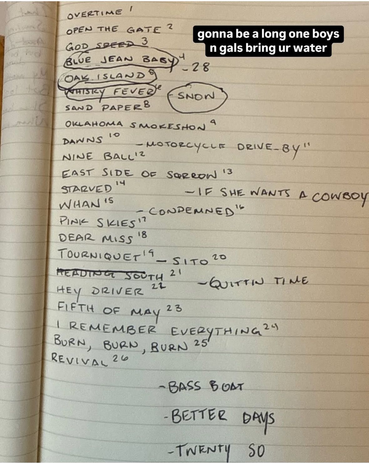 <p>Zach Bryan's Stagecoach 2025 Setlist Shared Via Instagram Stories. </p>