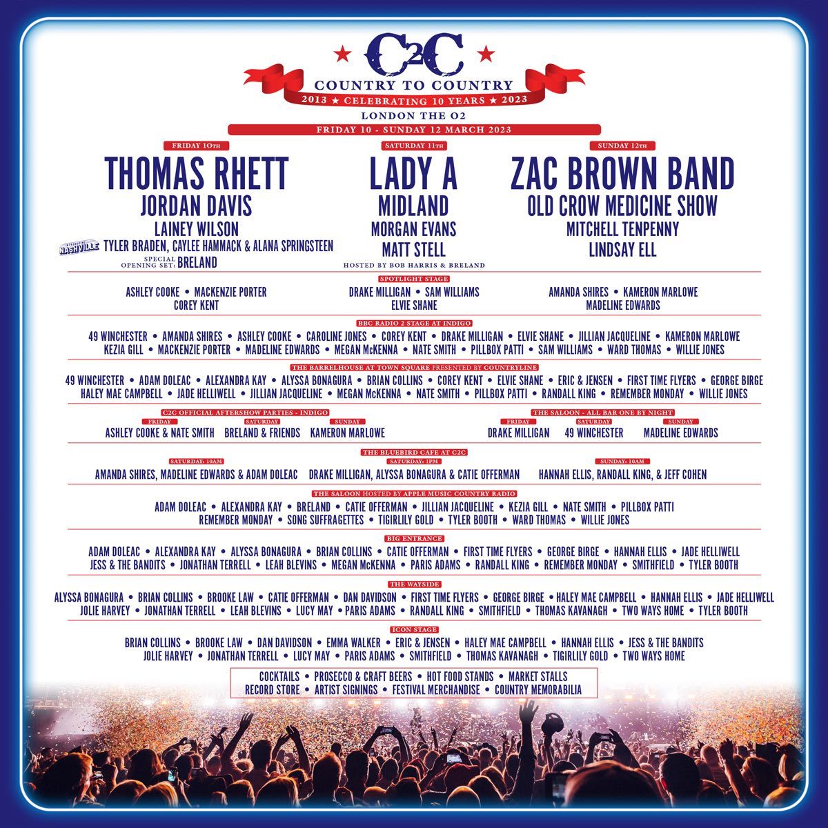 C2C Festival 2023 Full Stage Line-Up Poster