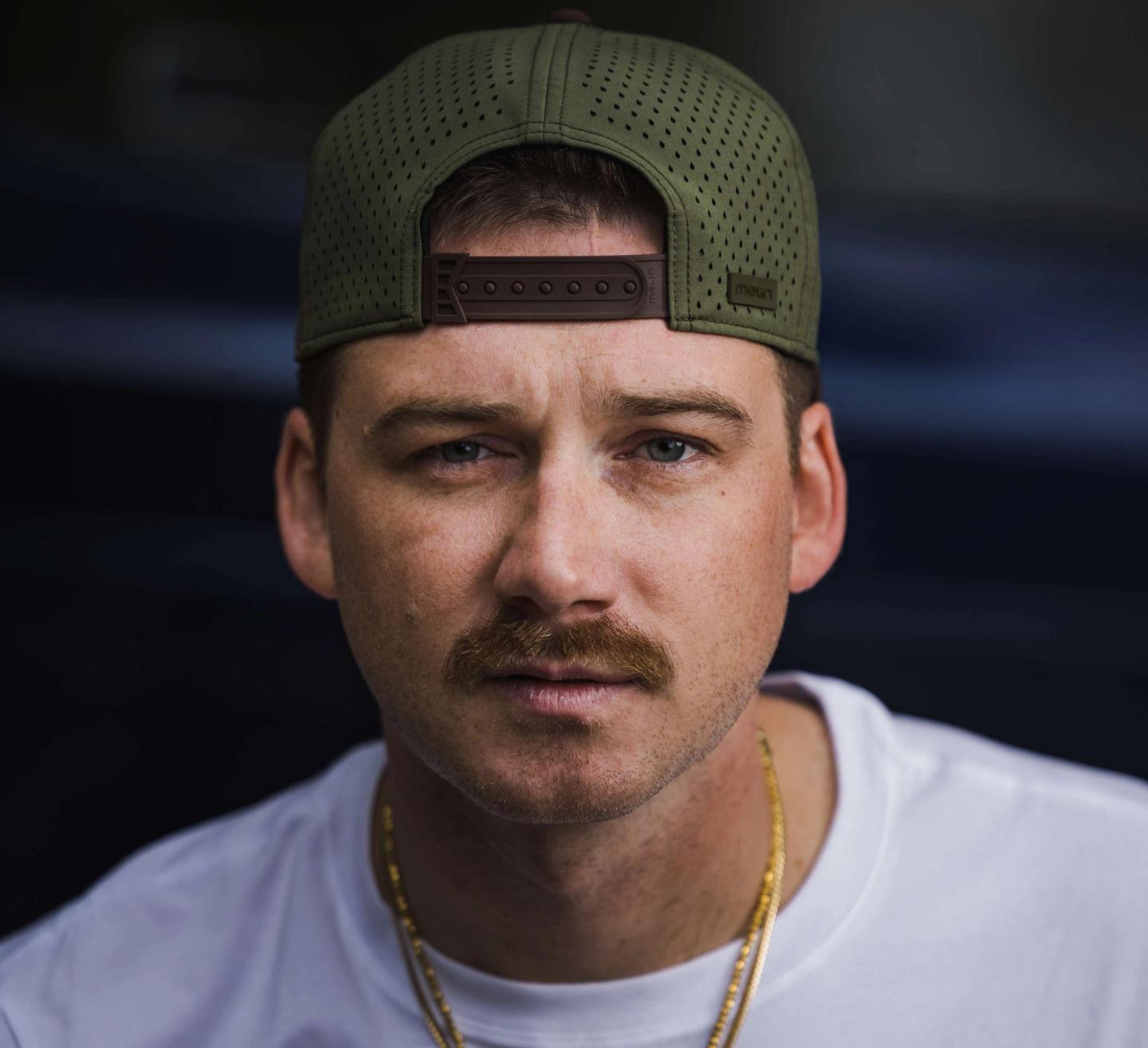 Morgan Wallen witha. backwards cap