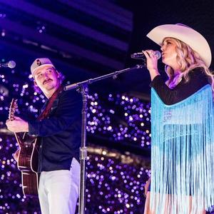 Morgan Wallen performing with Miranda Lambert in Neyland Stadium