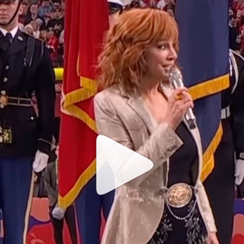 <p>Reba McEntire performing the National Anthem at 2024 Super Bowl</p>