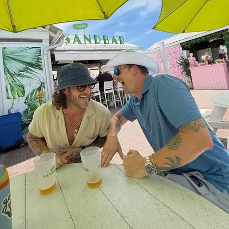 Florida Georgia Line hanging out at the beach bar