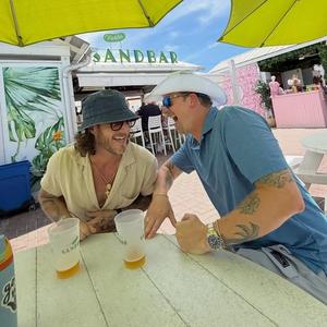 Florida Georgia Line hanging out at the beach bar