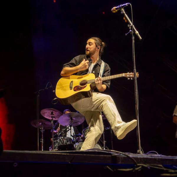 Noah Kahan performs at the inaugural Extra Innings Festival in Tempe, Arizona.