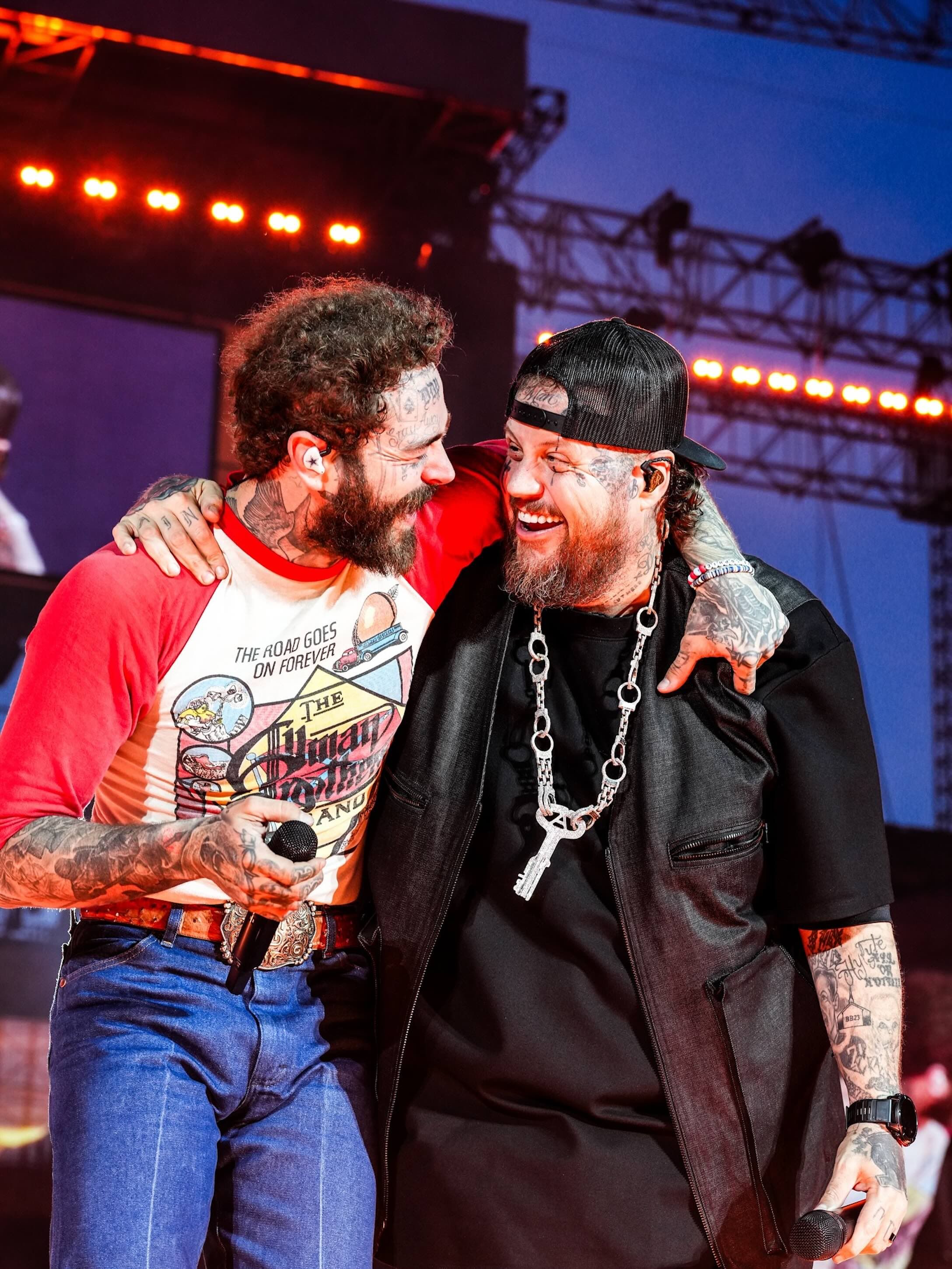 <p>Post Malone performing with Jelly Roll</p>