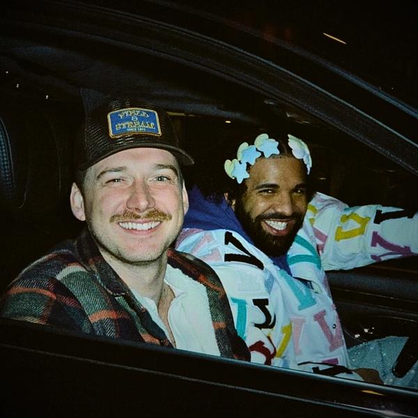 Morgan Wallen and Drake on the set for You Broke My Heart