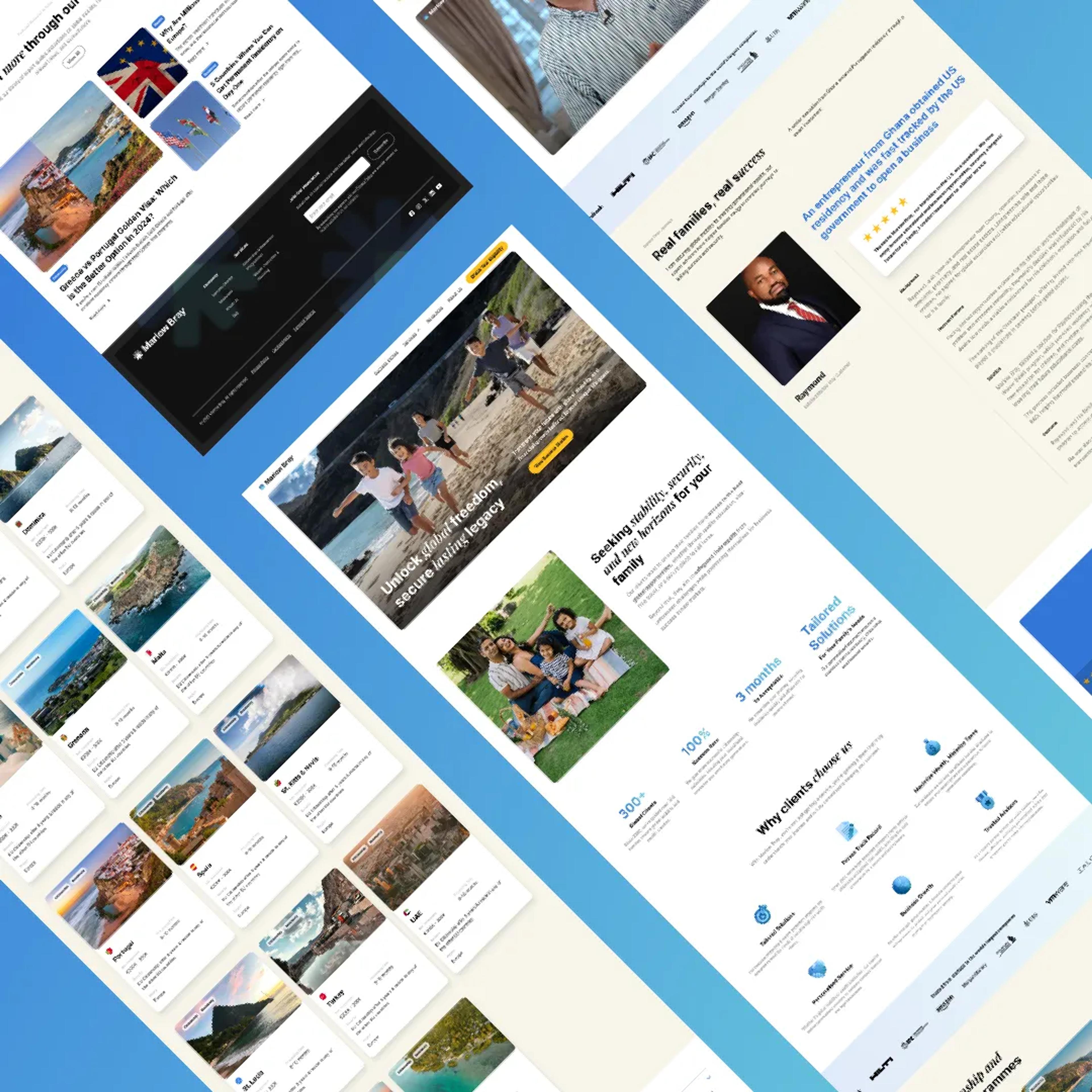 Screenshots of web pages from a website