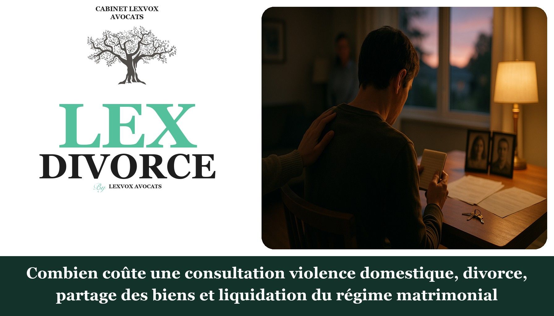 Combien coûte une consultation violence domestique, divorce, partage des biens et liquidation du régime matrimonial