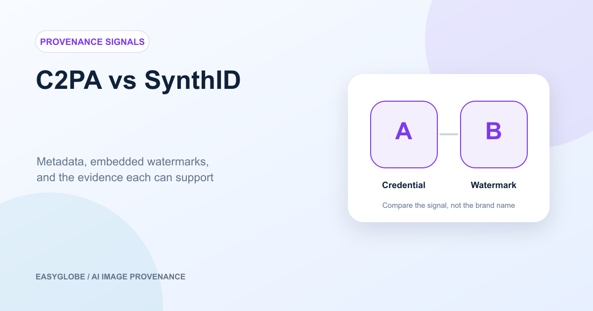 C2PA Content Credentials compared with SynthID watermarks