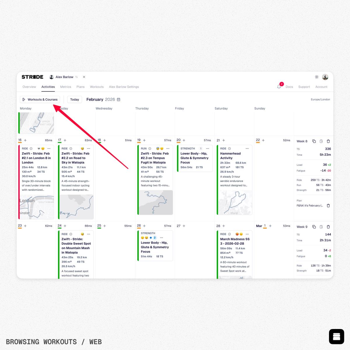 Browsing Workouts