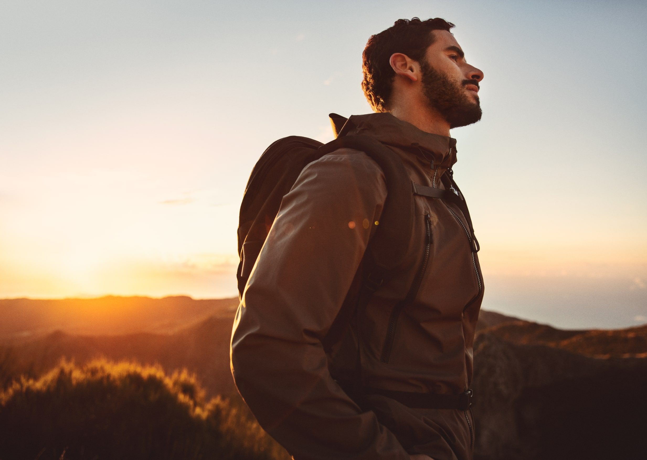 Landscape image from the Head into space concept showing H&M trailwear in an open natural setting