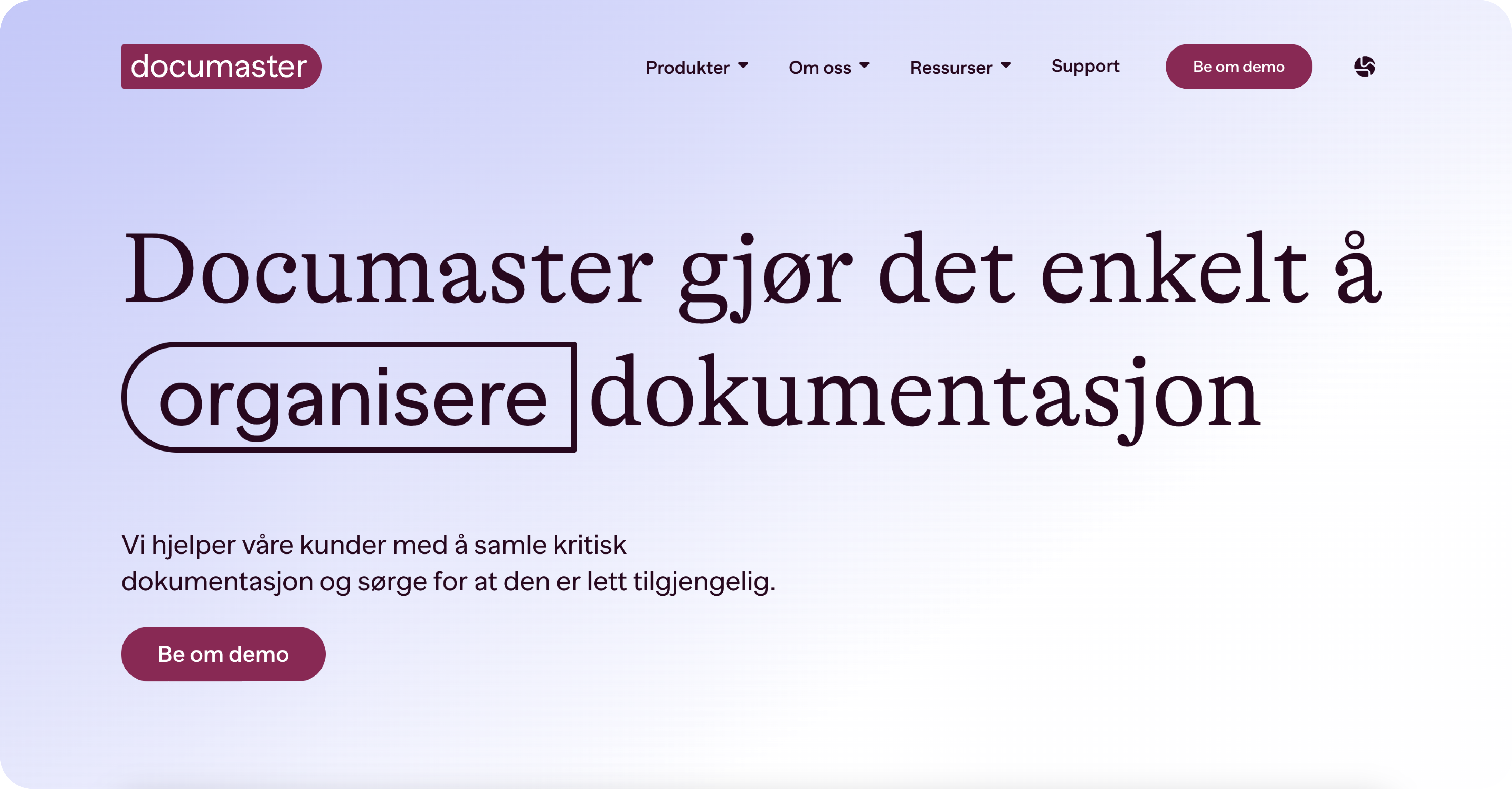 Mockup of the Documaster website's front page.