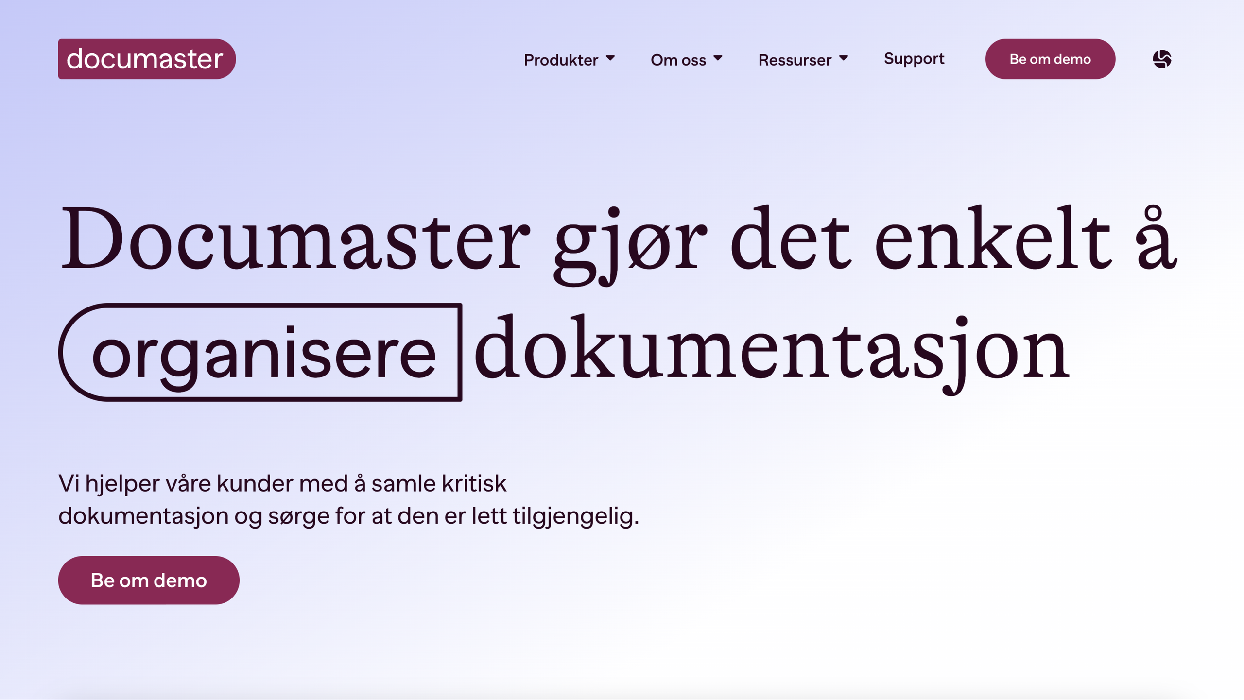 Mockup of the Documaster website's front page.