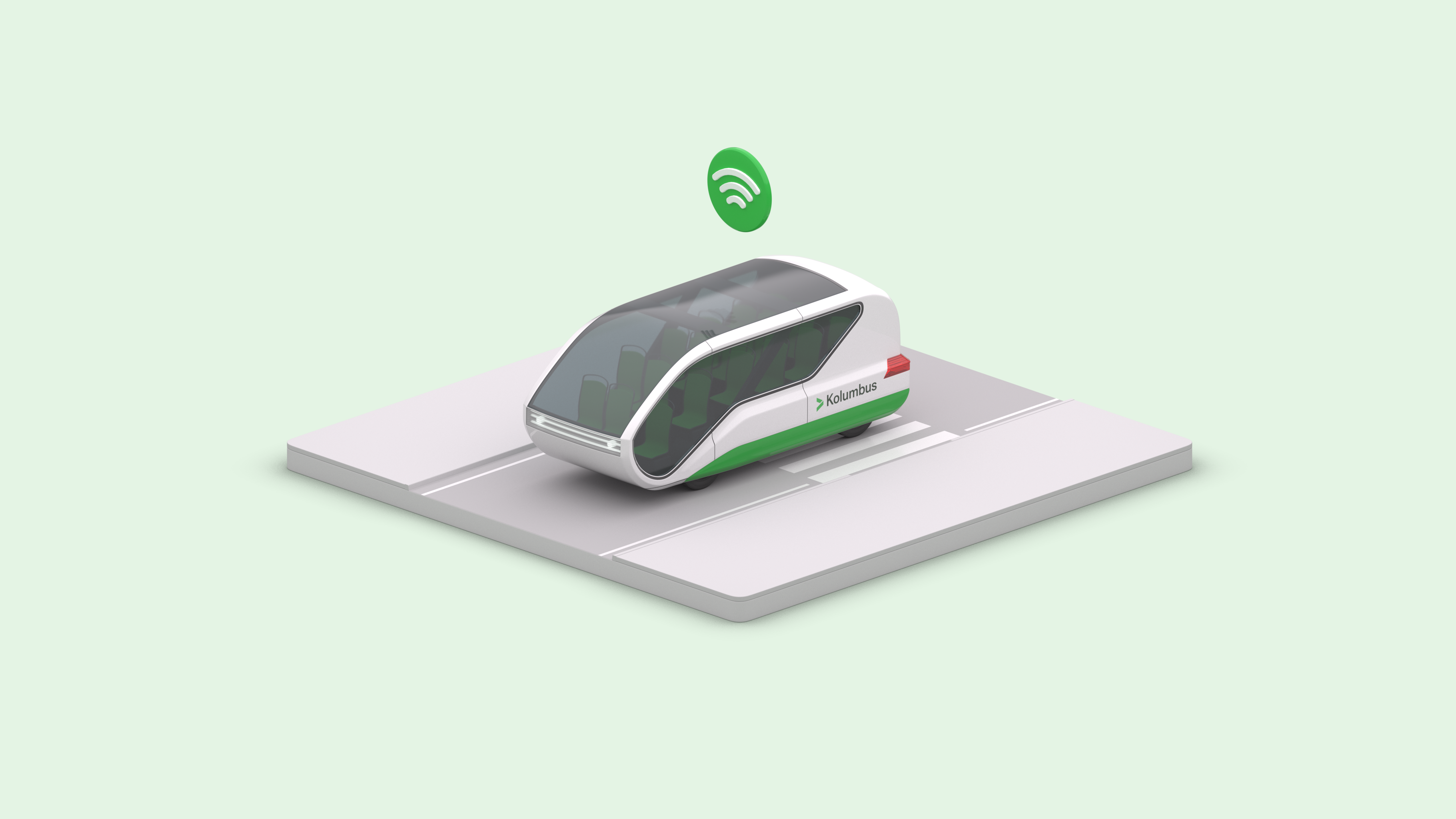 Illustrert modul for autonom mobilitet fra Kolumbus-systemet, i systemets standardfarge