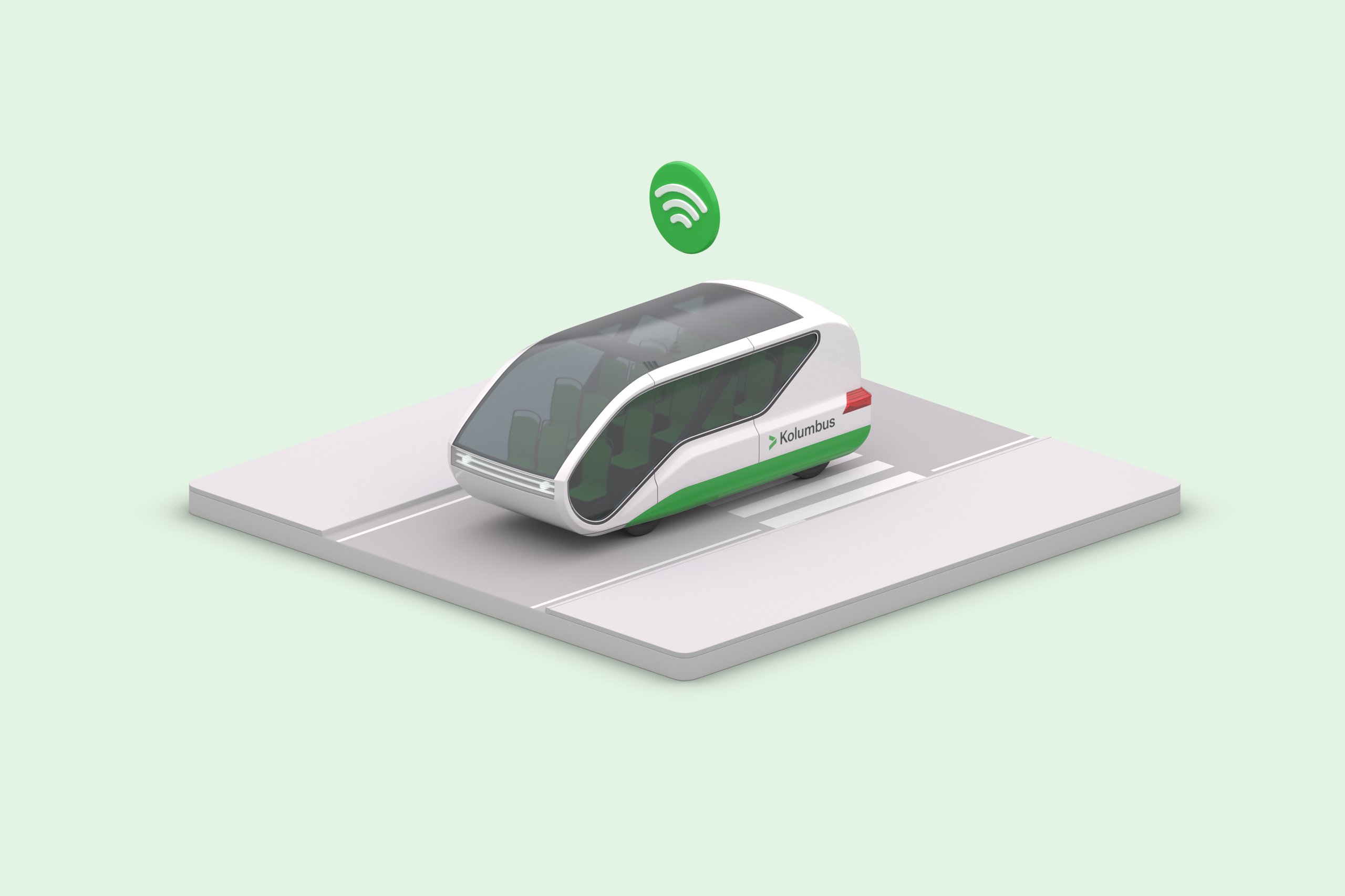 Illustrated autonomous-mobility module from the Kolumbus system, in the system's default colour palette