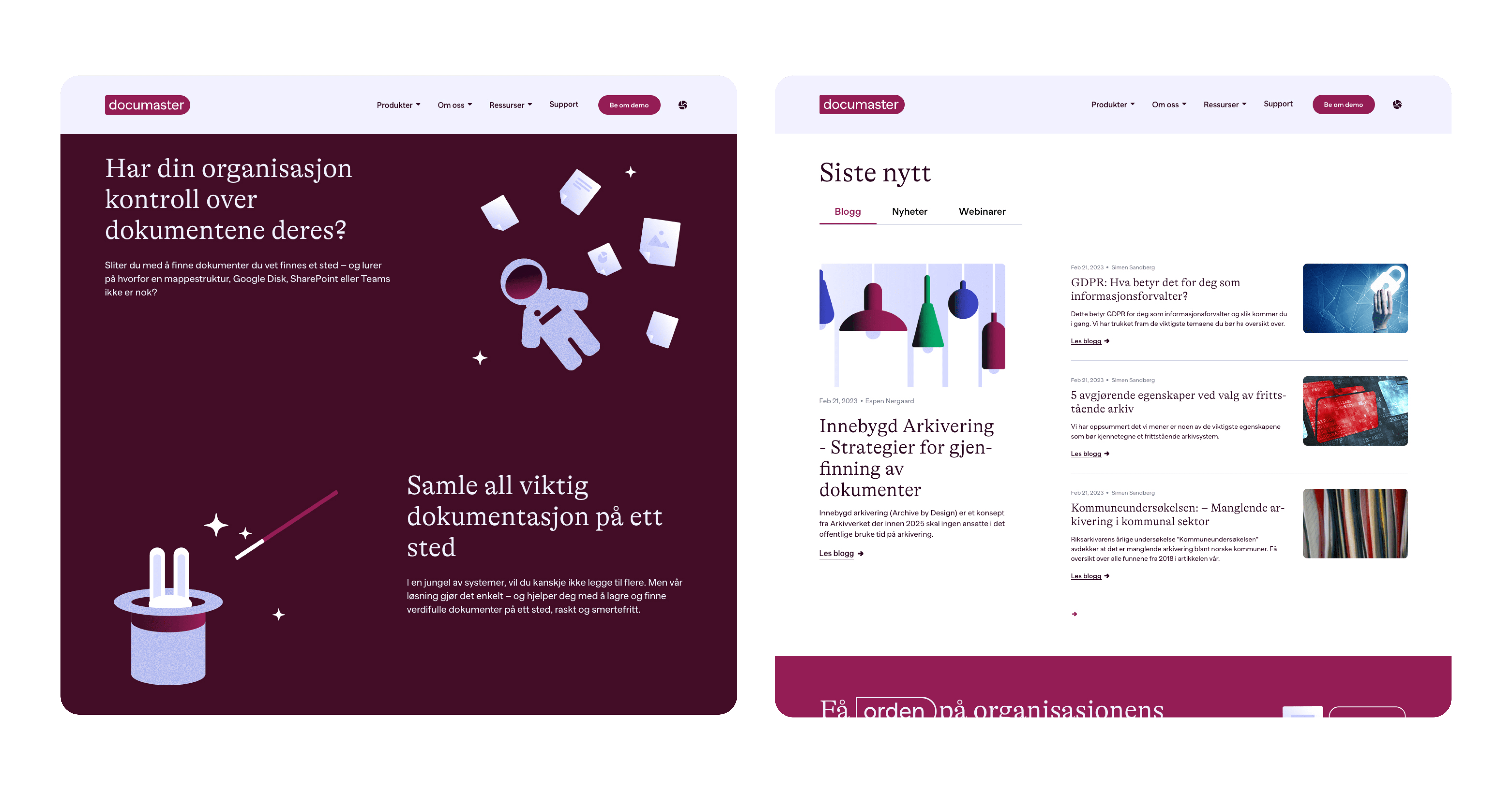 Website wireframes and sketches for the Documaster site.