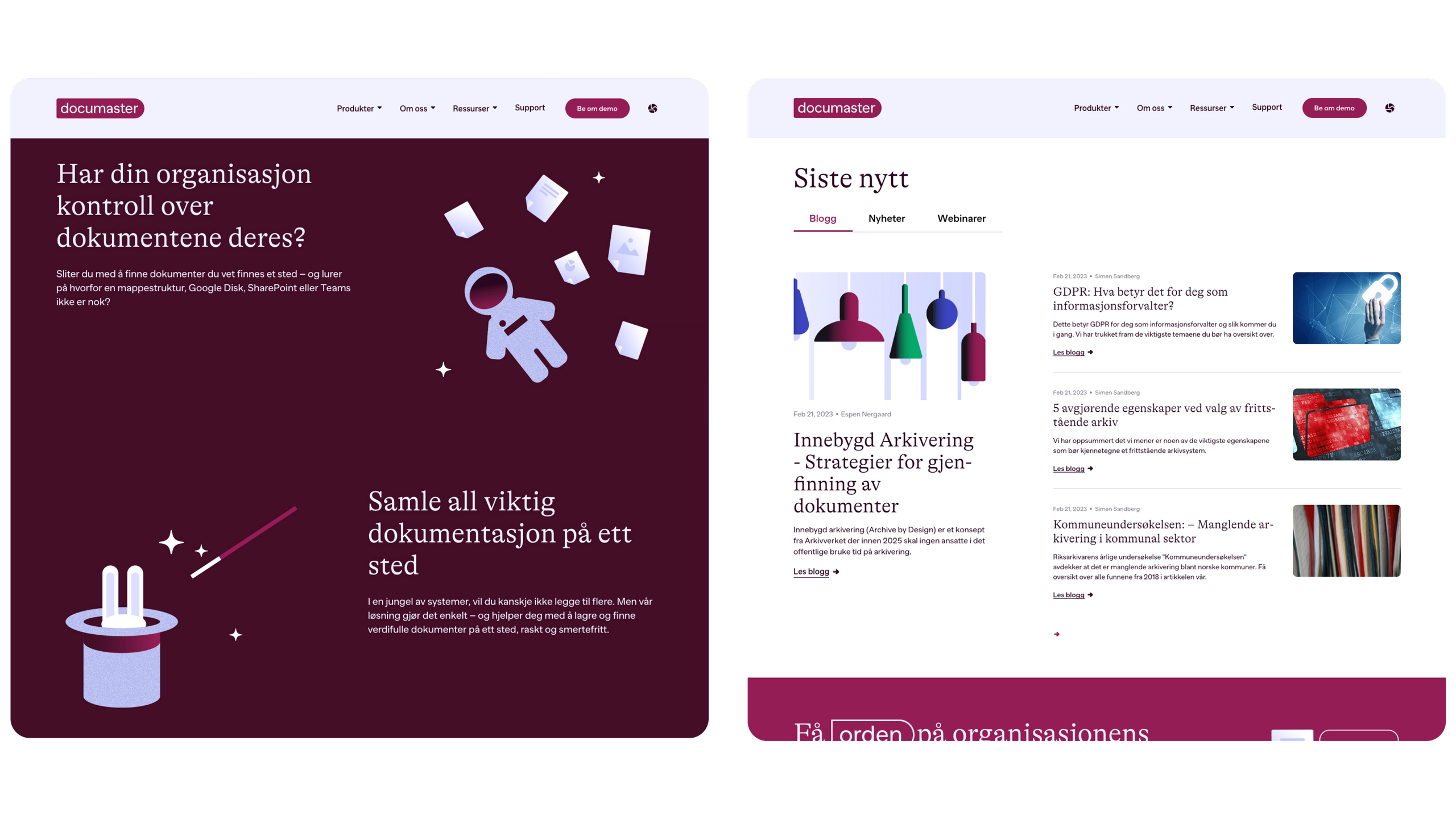 Website wireframes and sketches for the Documaster site.