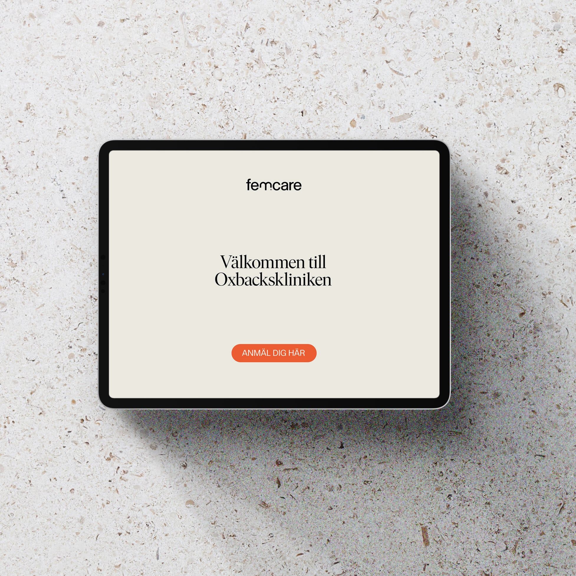 Femcare brand identity: square-format photography, a quieter pause in the case.