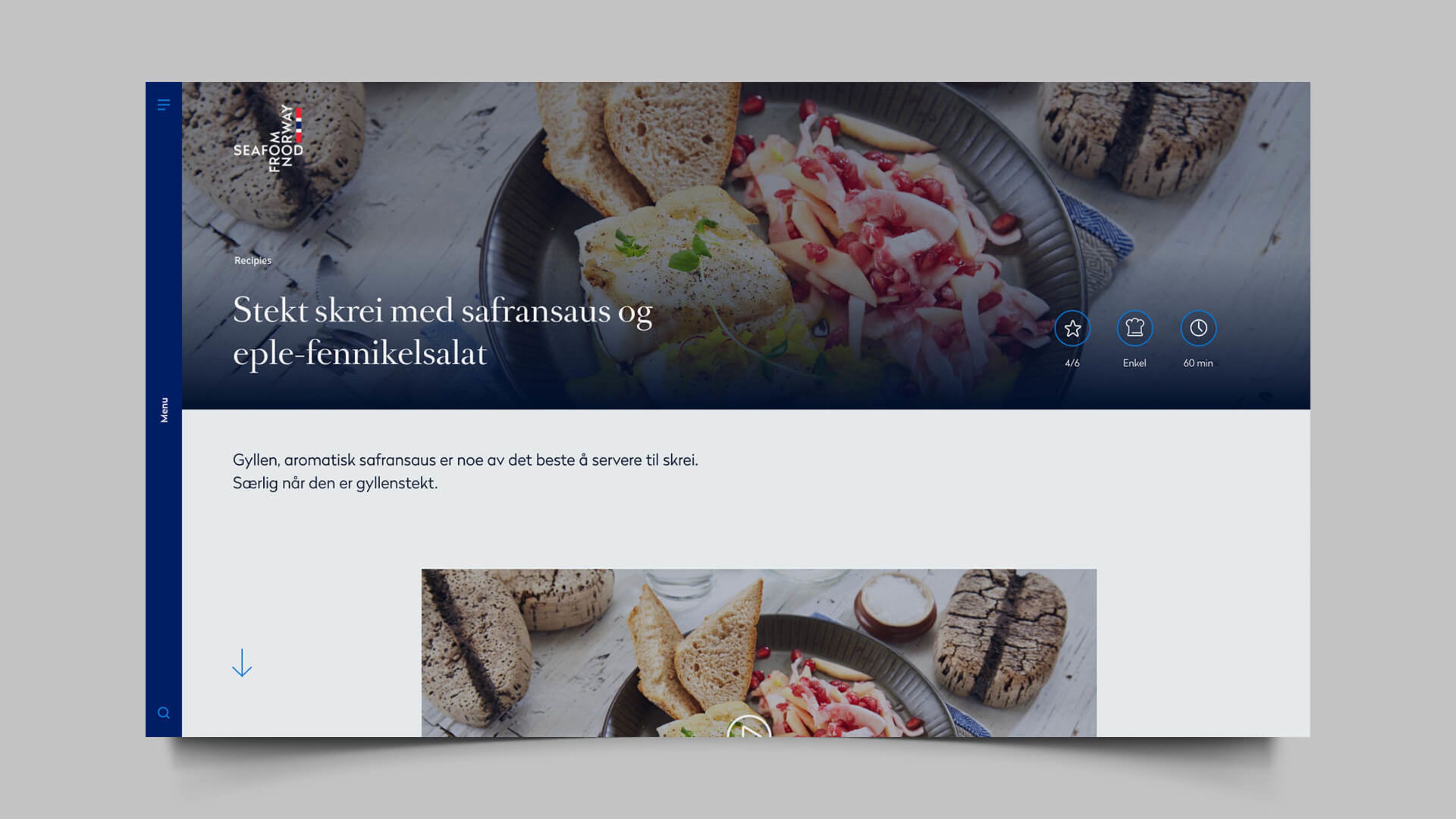 Et helsides visning av Seafood from Norway-nettsidens design.