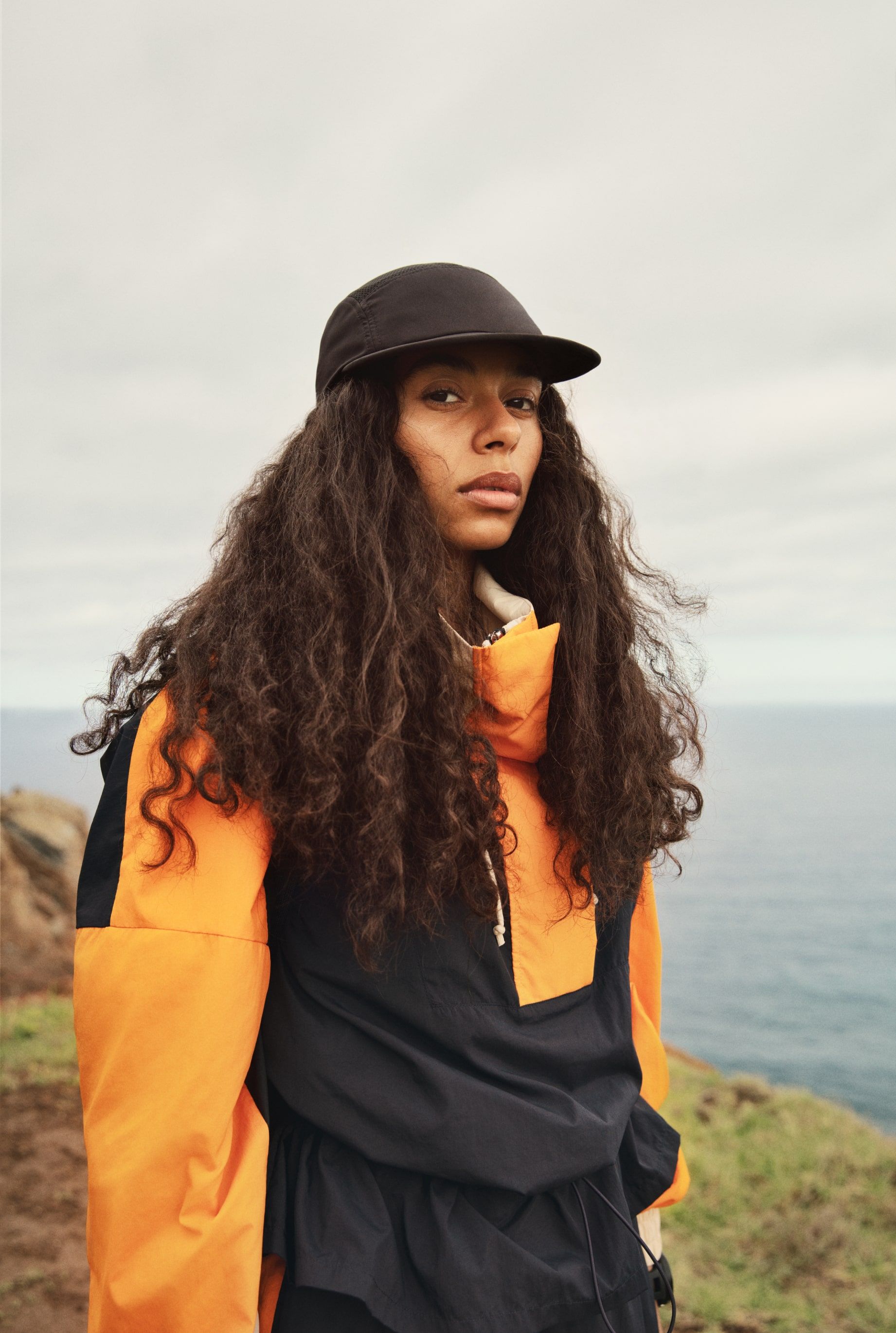Portrait image from the Head into space concept, first of a pair showing H&M trailwear outdoors