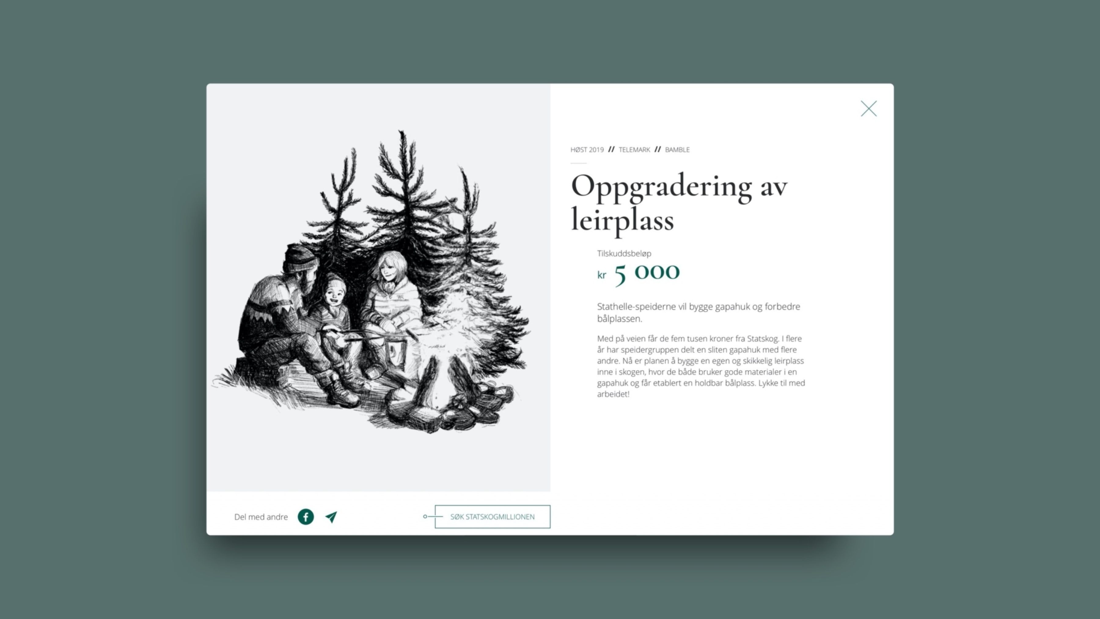 Promobilde for Statskogmillionen, det interaktive kartet, brukt som forsidebilde og delingsbilde på den opprinnelige siden.
