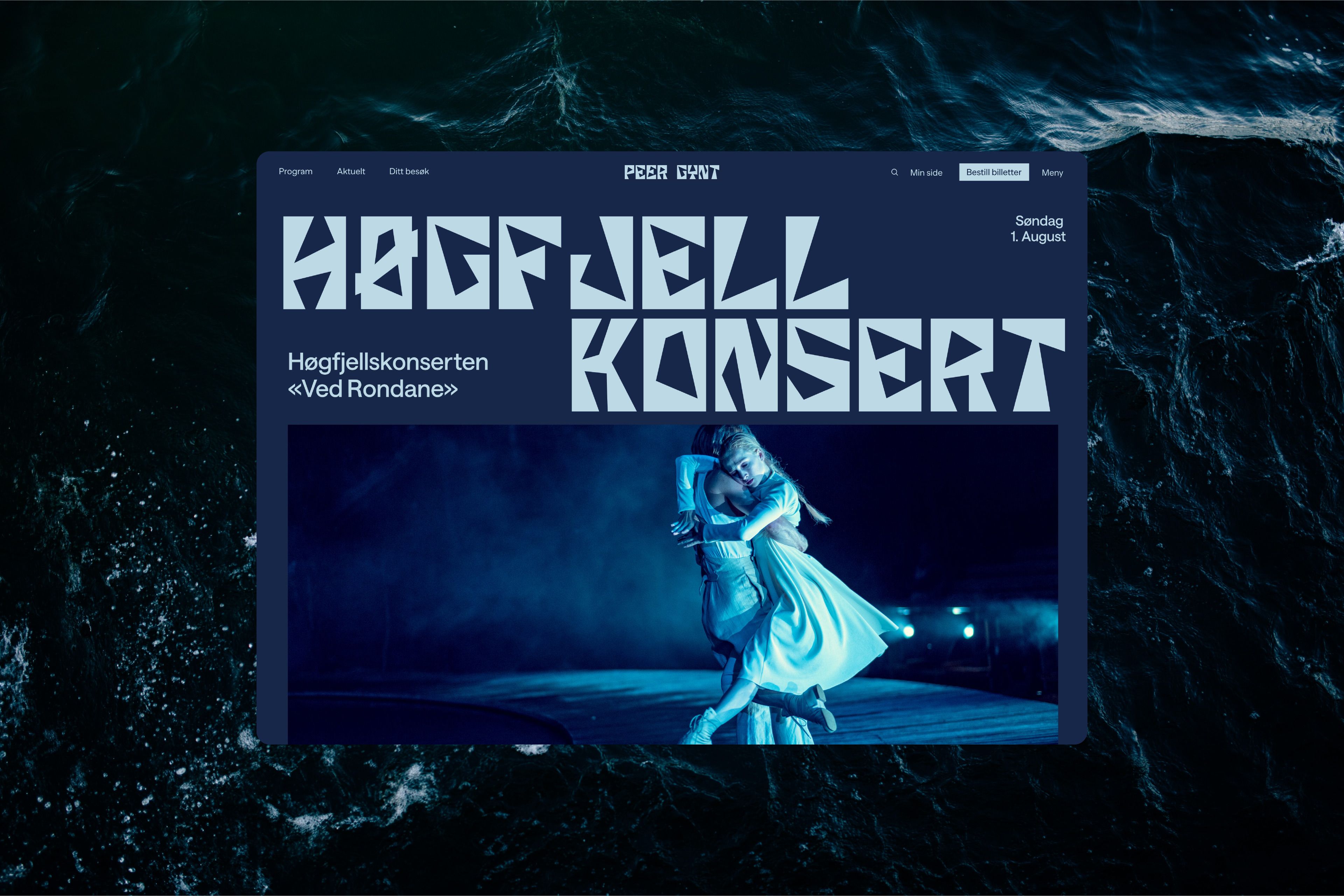 Fullbredde festivalproduksjonsfotografi fra Peer Gynt-identitetsprosjektet