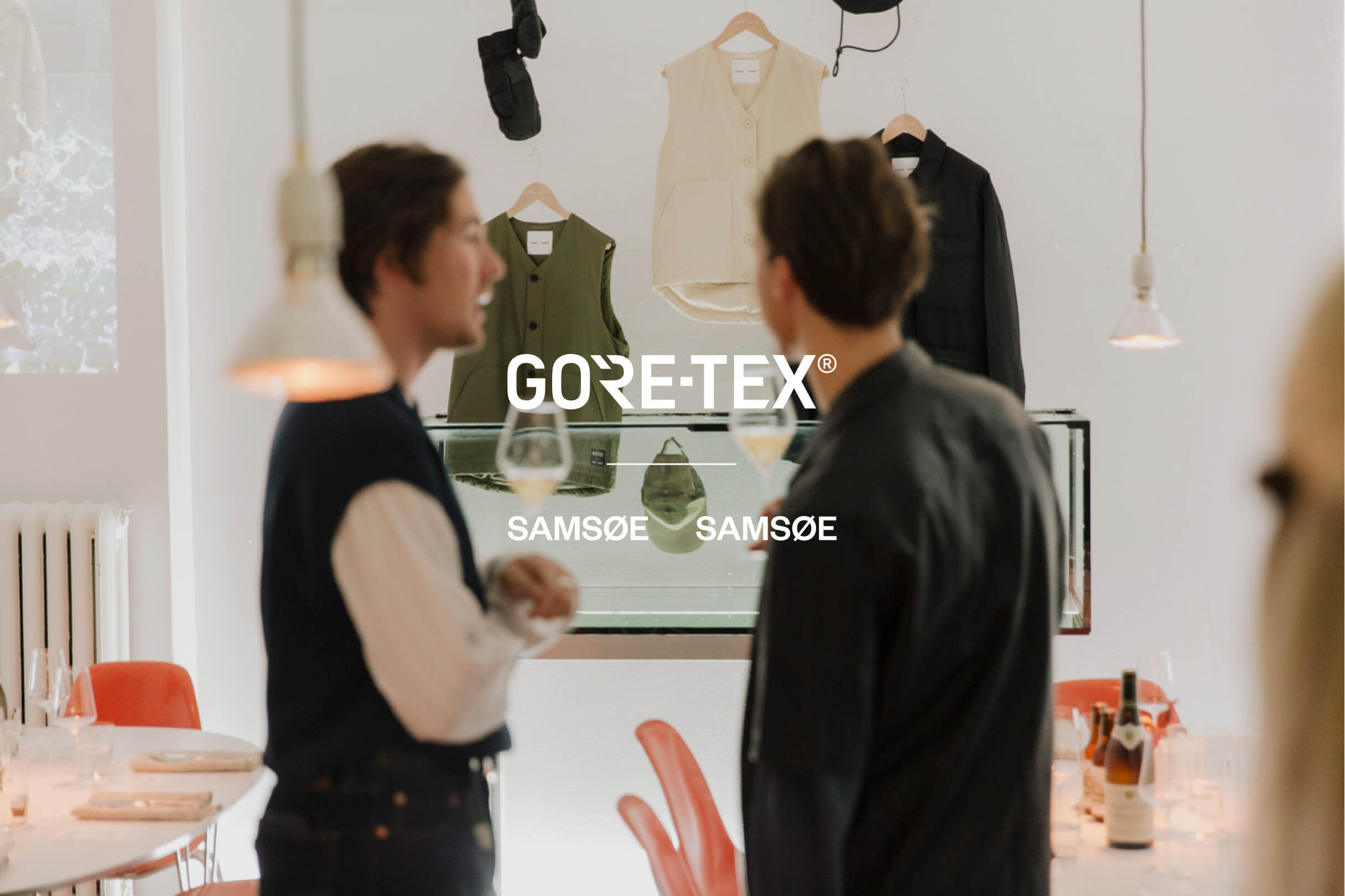 The GORE-TEX x Samsøe Samsøe capsule launch dinner and art installation at Temporärt in Stockholm.