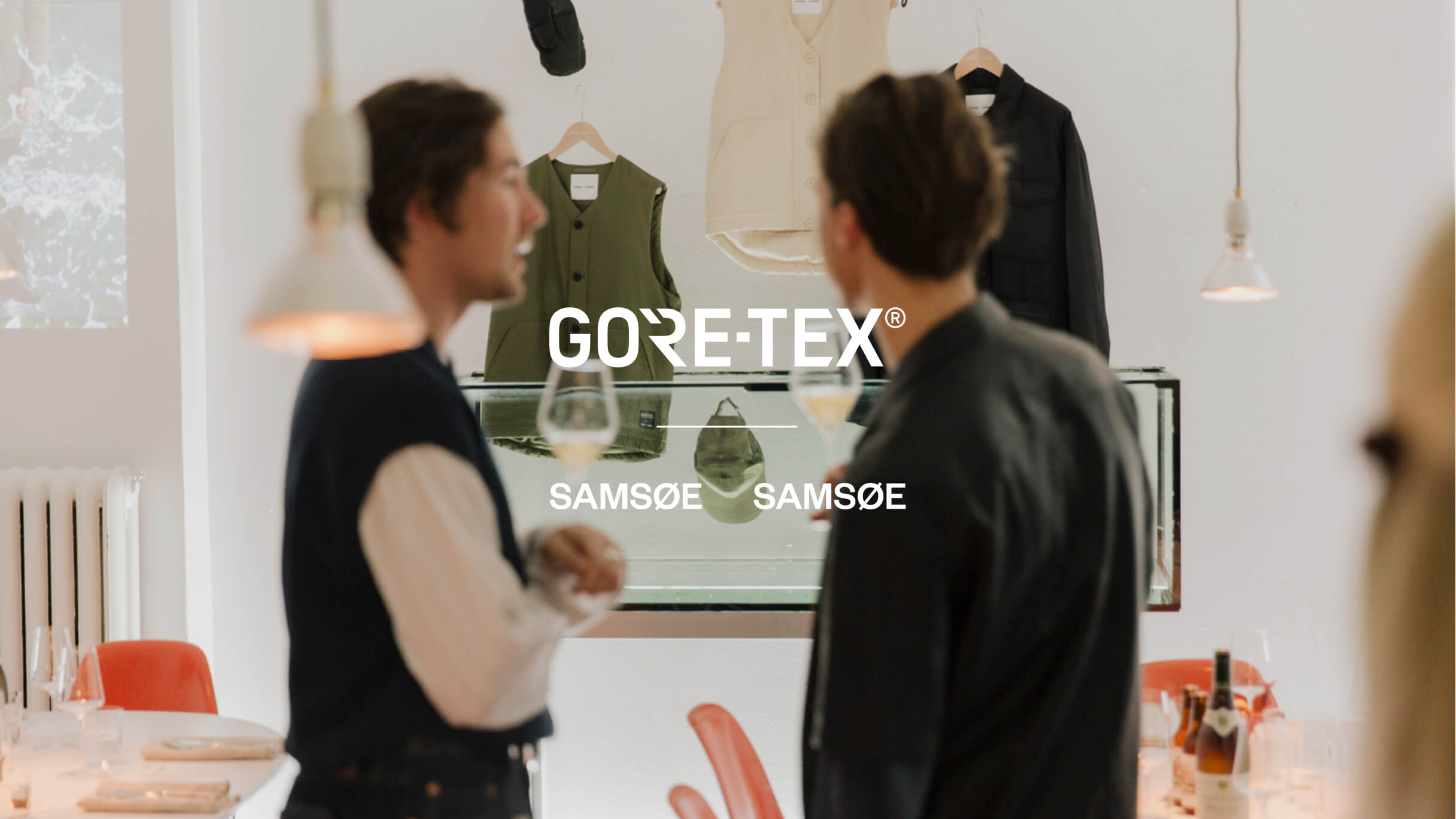 The GORE-TEX x Samsøe Samsøe capsule launch dinner and art installation at Temporärt in Stockholm.