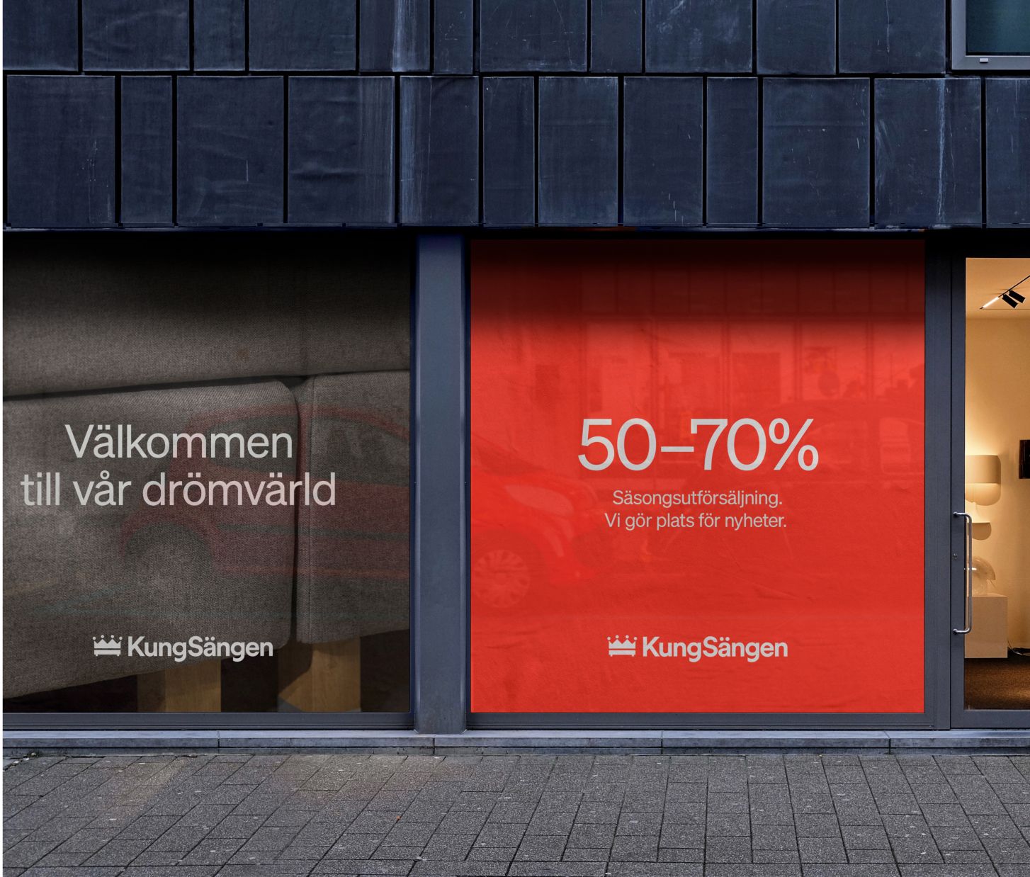 Kungsängen brand identity, supporting image paired in a two-up layout.